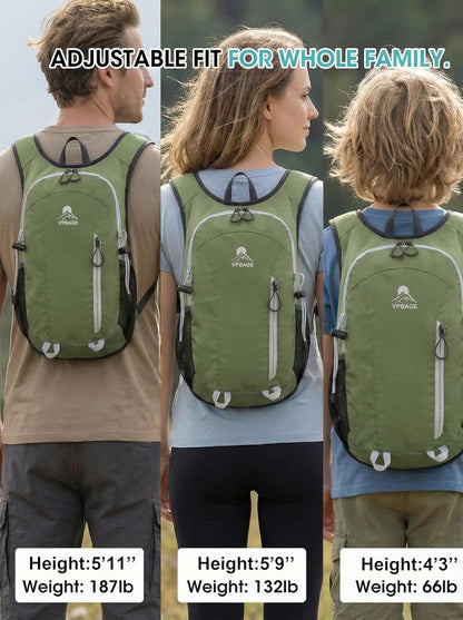 Foldable Small Hiking Backpack with 3 Strap Pockets – Lightweight 300D Spill-proof Daypack for Men Women – Packable Small Travel Backpack with Chest Strap & Trekking Pole Holder – Durable Outdoor Bag