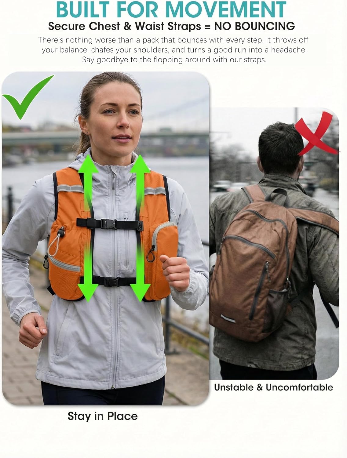 Foldable Small Hiking Backpack with 3 Strap Pockets – Lightweight 300D Spill-proof Daypack for Men Women – Packable Small Travel Backpack with Chest Strap & Trekking Pole Holder – Durable Outdoor Bag