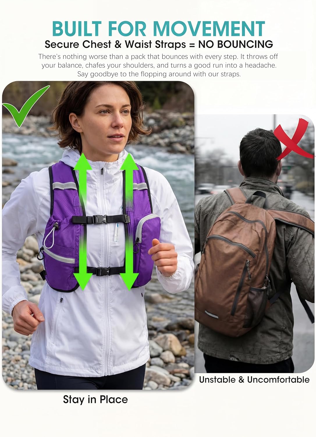 Foldable Small Hiking Backpack with 3 Strap Pockets – Lightweight 300D Spill-proof Daypack for Men Women – Packable Small Travel Backpack with Chest Strap & Trekking Pole Holder – Durable Outdoor Bag