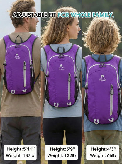 Foldable Small Hiking Backpack with 3 Strap Pockets – Lightweight 300D Spill-proof Daypack for Men Women – Packable Small Travel Backpack with Chest Strap & Trekking Pole Holder – Durable Outdoor Bag