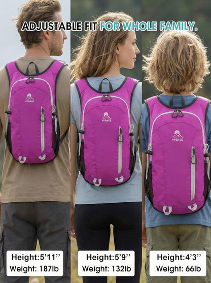 Foldable Small Hiking Backpack with 3 Strap Pockets – Lightweight 300D Spill-proof Daypack for Men Women – Packable Small Travel Backpack with Chest Strap & Trekking Pole Holder – Durable Outdoor Bag