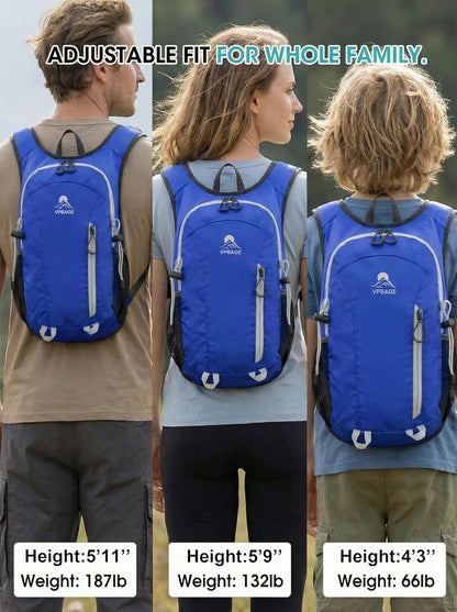 Foldable Small Hiking Backpack with 3 Strap Pockets – Lightweight 300D Spill-proof Daypack for Men Women – Packable Small Travel Backpack with Chest Strap & Trekking Pole Holder – Durable Outdoor Bag