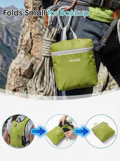 Foldable Small Hiking Backpack with 3 Strap Pockets – Lightweight 300D Spill-proof Daypack for Men Women – Packable Small Travel Backpack with Chest Strap & Trekking Pole Holder – Durable Outdoor Bag