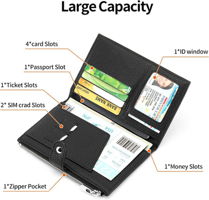 Rfid Passport Holder for Travel Women Men Passport Wallet Rfid Blocking with Card Slots and Pen Holder