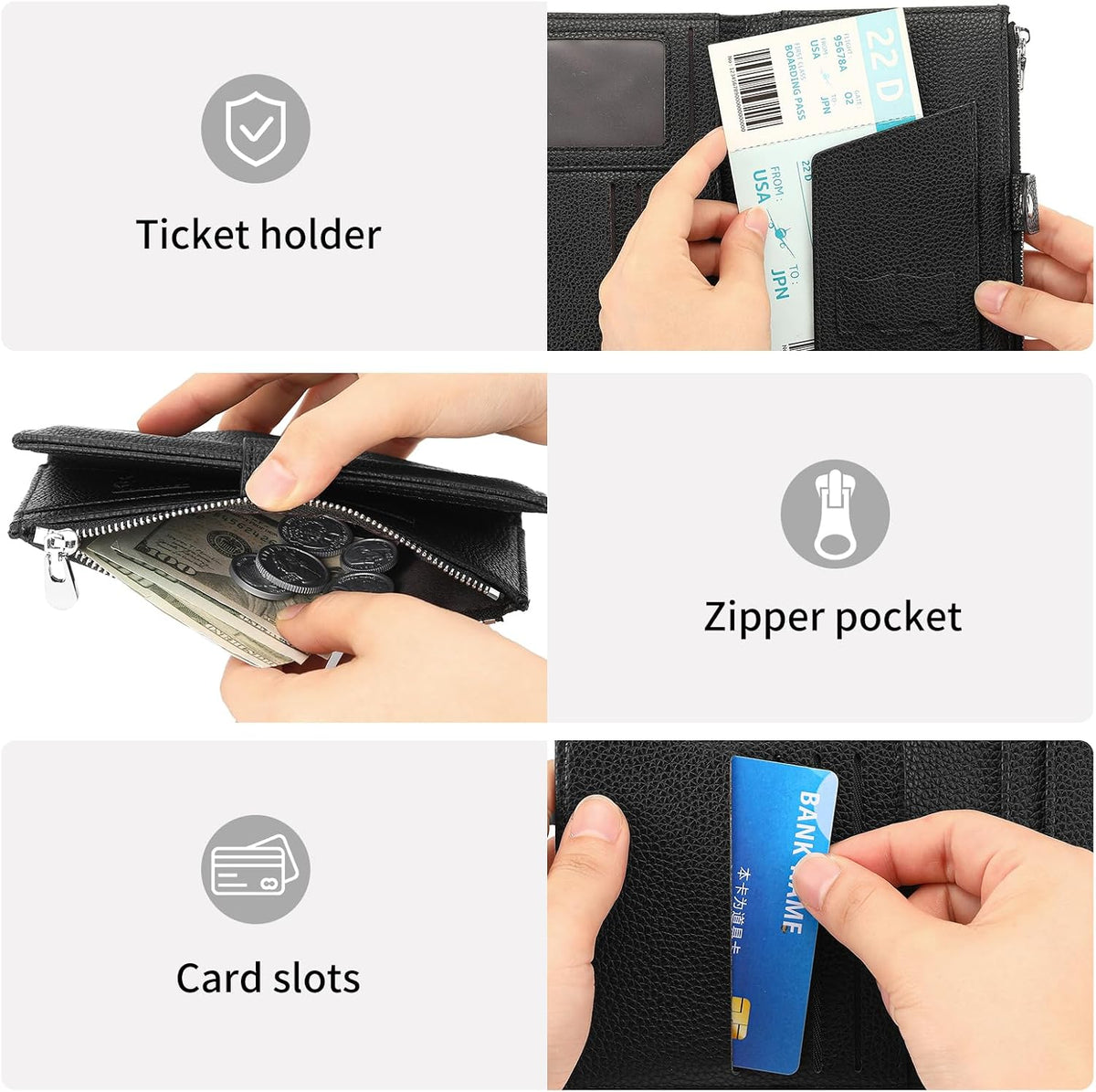 Rfid Passport Holder for Travel Women Men Passport Wallet Rfid Blocking with Card Slots and Pen Holder
