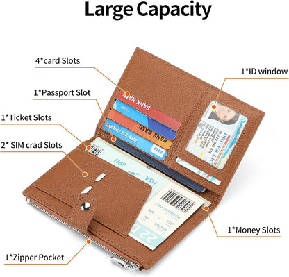 Rfid Passport Holder for Travel Women Men Passport Wallet Rfid Blocking with Card Slots and Pen Holder