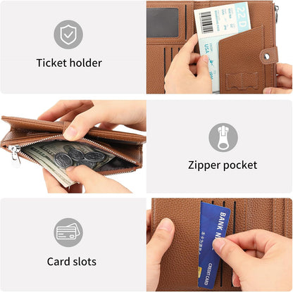 Rfid Passport Holder for Travel Women Men Passport Wallet Rfid Blocking with Card Slots and Pen Holder