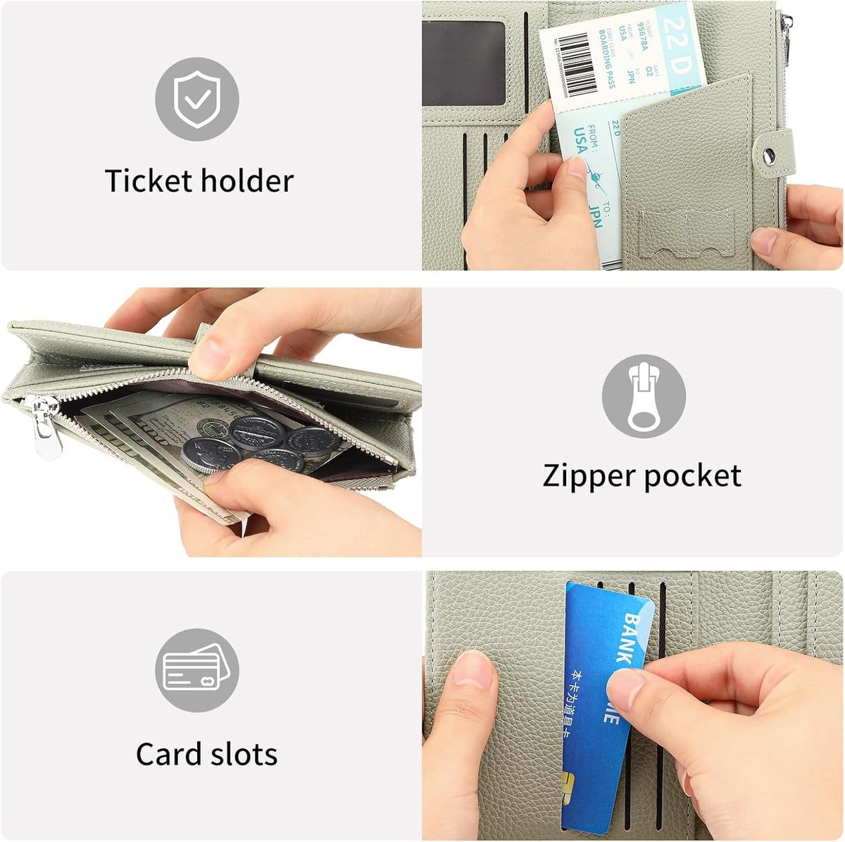 Rfid Passport Holder for Travel Women Men Passport Wallet Rfid Blocking with Card Slots and Pen Holder