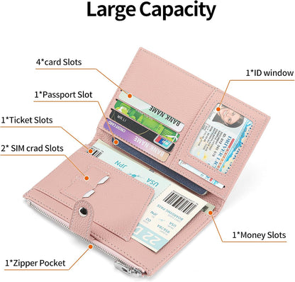 Rfid Passport Holder for Travel Women Men Passport Wallet Rfid Blocking with Card Slots and Pen Holder