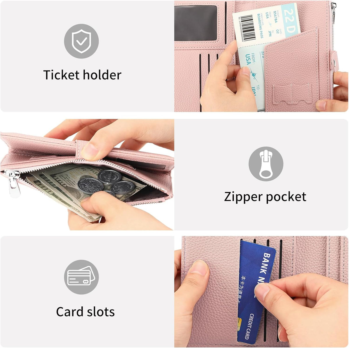 Rfid Passport Holder for Travel Women Men Passport Wallet Rfid Blocking with Card Slots and Pen Holder