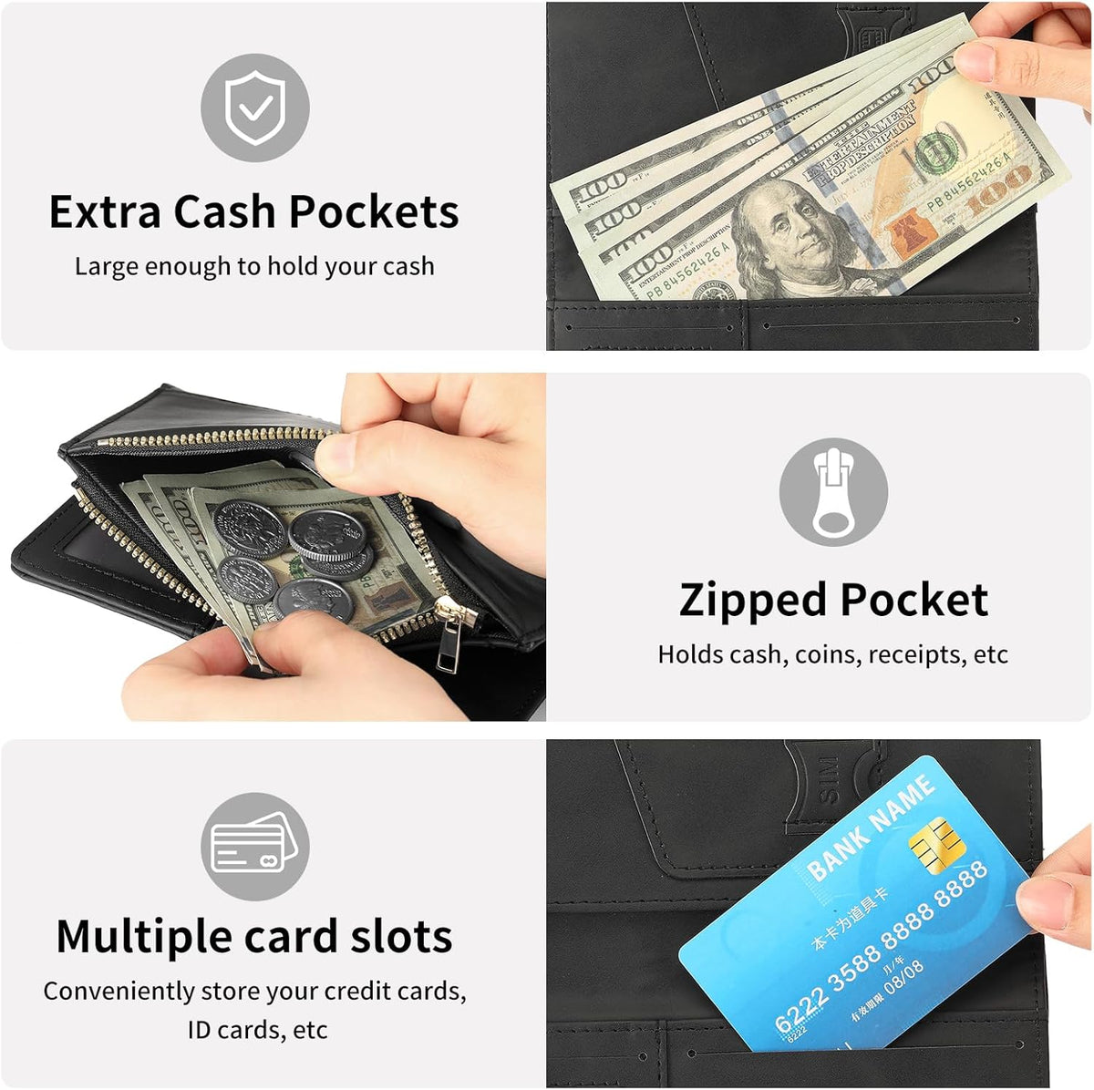 Rfid Passport Holder for Travel Women Men Passport Wallet Rfid Blocking with Card Slots and Pen Holder