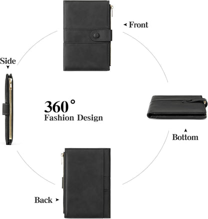Rfid Passport Holder for Travel Women Men Passport Wallet Rfid Blocking with Card Slots and Pen Holder