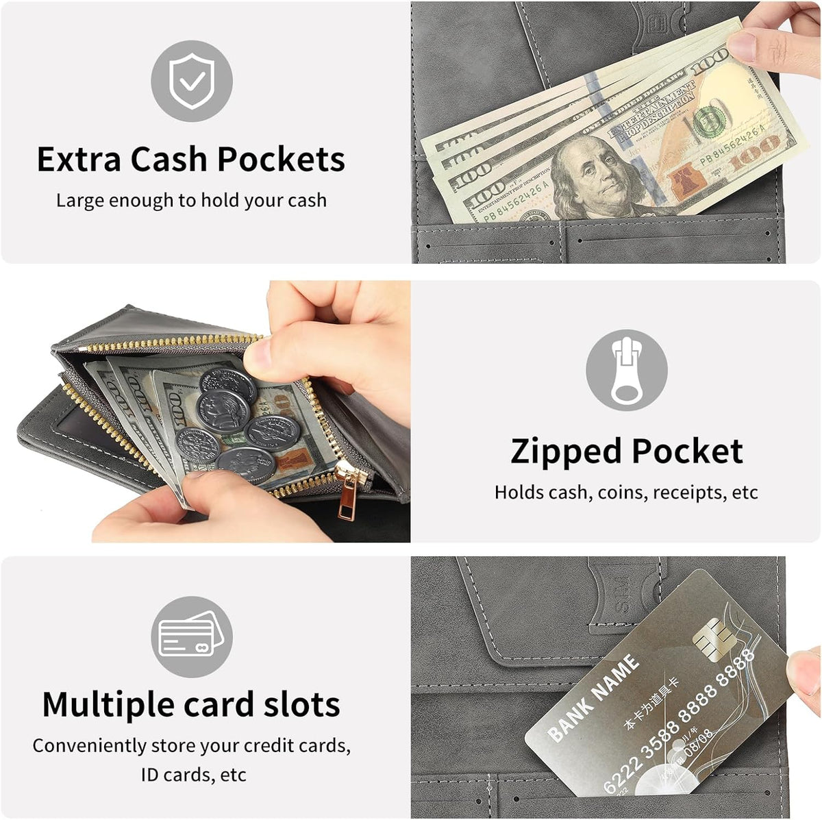 Rfid Passport Holder for Travel Women Men Passport Wallet Rfid Blocking with Card Slots and Pen Holder