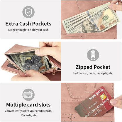 Rfid Passport Holder for Travel Women Men Passport Wallet Rfid Blocking with Card Slots and Pen Holder