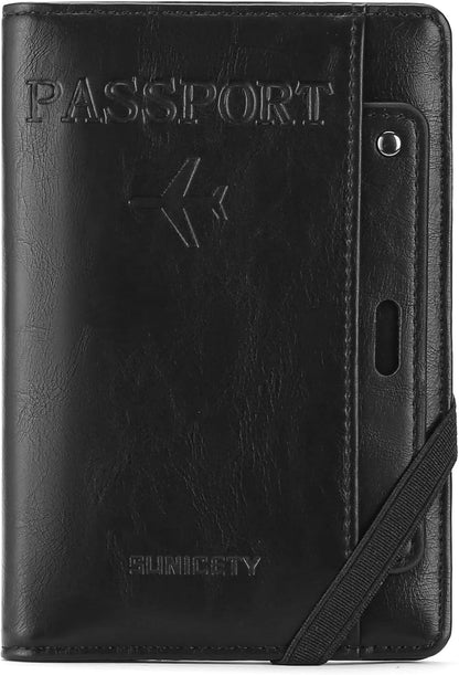 Rfid Passport Holder for Travel Women Men Passport Wallet Rfid Blocking with Card Slots and Pen Holder