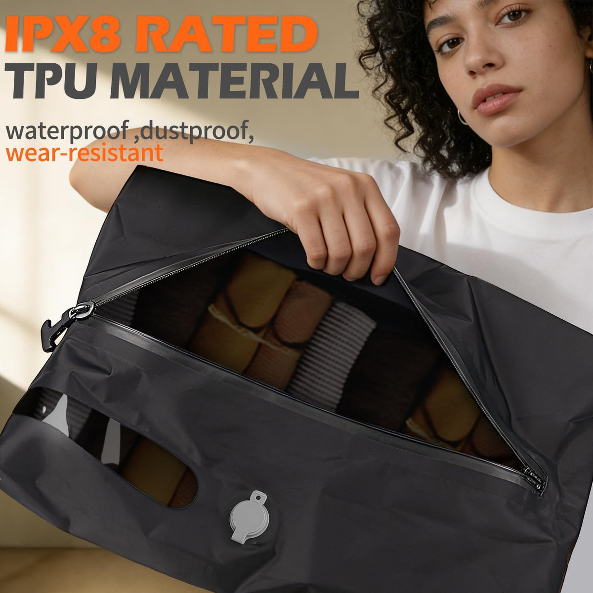 Travel Vacuum Bags with Pump – Reusable Airless Space Saver Vacuum Storage Bags Compression Bag for Carry-On Suitcase & Backpack,IPX8 Waterproof TPU Vacuum Seal Bags for Clothing(1PC-18L)