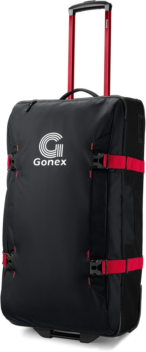 Rolling Duffle Bag with Wheels, Water-repellent 90L Nylon Large Wheeled Travel Duffel Luggage with TSA Lock & Telescopic Handle 30 inch, Dark Blue