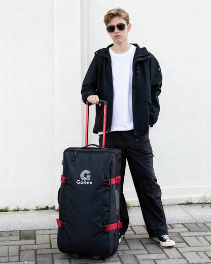 Rolling Duffle Bag with Wheels, Water-repellent 90L Nylon Large Wheeled Travel Duffel Luggage with TSA Lock & Telescopic Handle 30 inch, Dark Blue