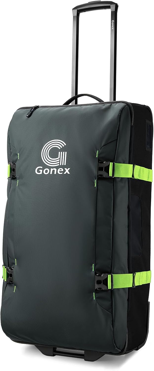 Rolling Duffle Bag with Wheels, Water-repellent 90L Nylon Large Wheeled Travel Duffel Luggage with TSA Lock & Telescopic Handle 30 inch, Dark Blue