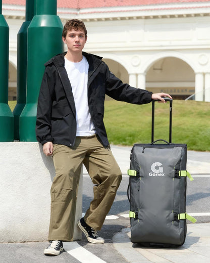Rolling Duffle Bag with Wheels, Water-repellent 90L Nylon Large Wheeled Travel Duffel Luggage with TSA Lock & Telescopic Handle 30 inch, Dark Blue
