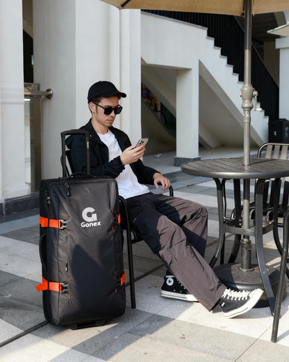 Rolling Duffle Bag with Wheels, Water-repellent 90L Nylon Large Wheeled Travel Duffel Luggage with TSA Lock & Telescopic Handle 30 inch, Dark Blue