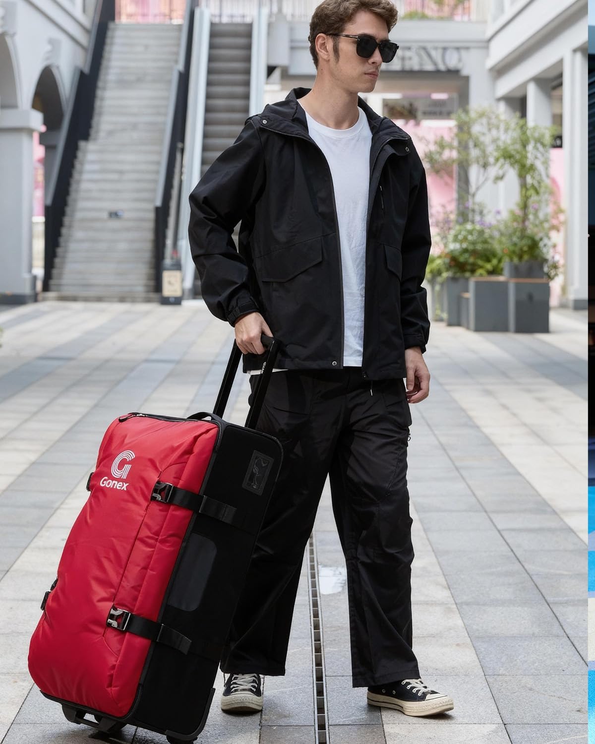 Rolling Duffle Bag with Wheels, Water-repellent 90L Nylon Large Wheeled Travel Duffel Luggage with TSA Lock & Telescopic Handle 30 inch, Dark Blue