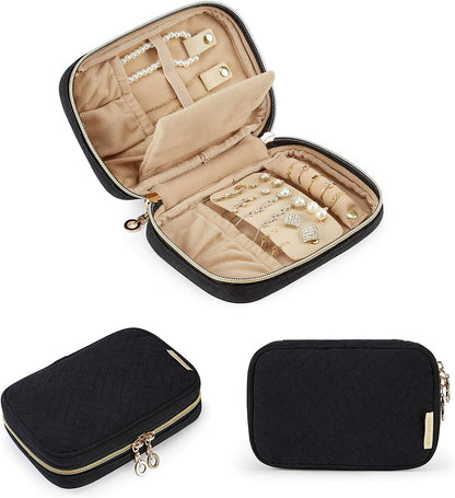 Jewelry Organizer Case Large Travel Jewelry Storage Bag for Necklace, Earrings, Rings, Bracelet, Soft Pink