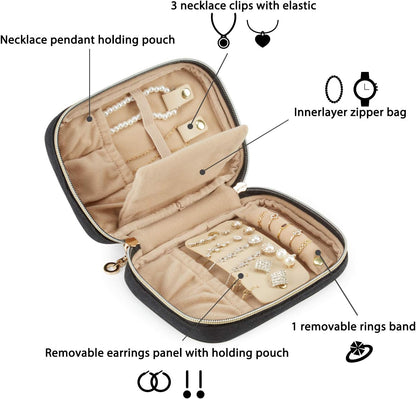 Jewelry Organizer Case Large Travel Jewelry Storage Bag for Necklace, Earrings, Rings, Bracelet, Soft Pink