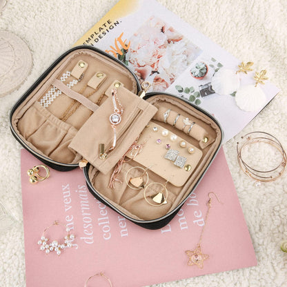 Jewelry Organizer Case Large Travel Jewelry Storage Bag for Necklace, Earrings, Rings, Bracelet, Soft Pink