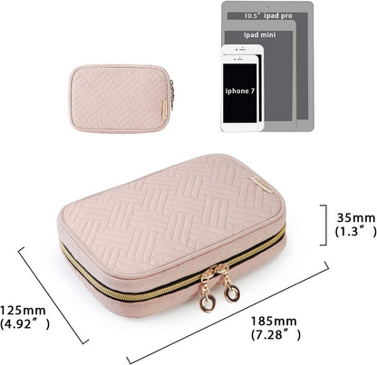 Jewelry Organizer Case Large Travel Jewelry Storage Bag for Necklace, Earrings, Rings, Bracelet, Soft Pink