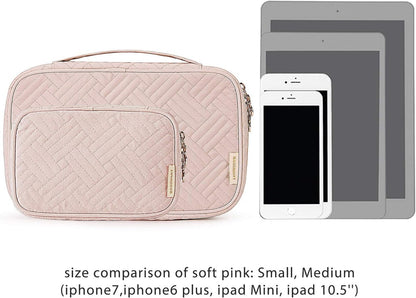 Jewelry Organizer Case Large Travel Jewelry Storage Bag for Necklace, Earrings, Rings, Bracelet, Soft Pink