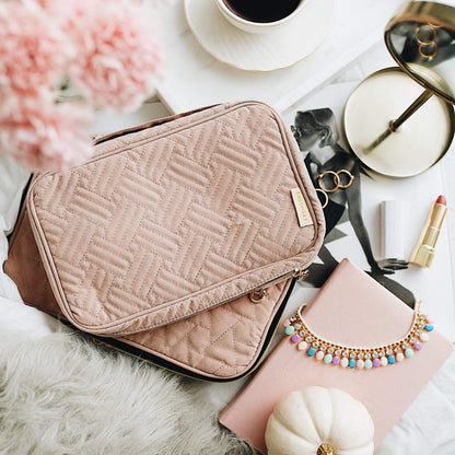 Jewelry Organizer Case Large Travel Jewelry Storage Bag for Necklace, Earrings, Rings, Bracelet, Soft Pink