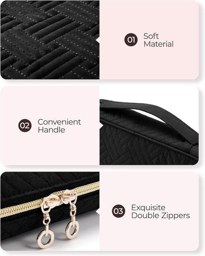 Jewelry Organizer Case Large Travel Jewelry Storage Bag for Necklace, Earrings, Rings, Bracelet, Soft Pink