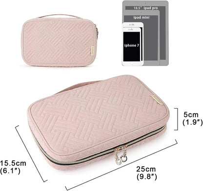 Jewelry Organizer Case Large Travel Jewelry Storage Bag for Necklace, Earrings, Rings, Bracelet, Soft Pink