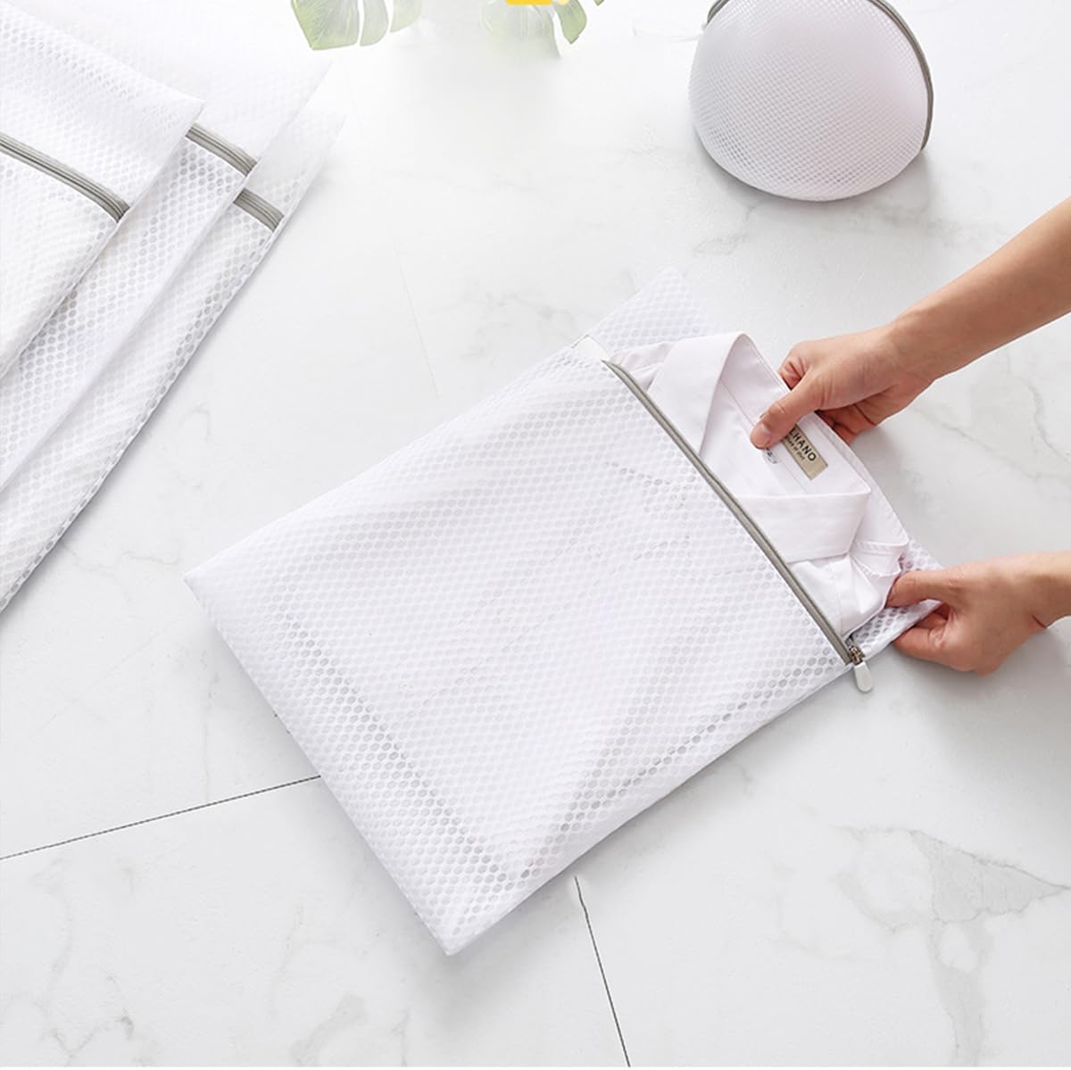 Mesh Laundry Bags with Zipper - Travel Storage Organizer for Delicate Clothing, Bras, Hosiery & Underwear Light Gray 6.69 x 5.91 inch