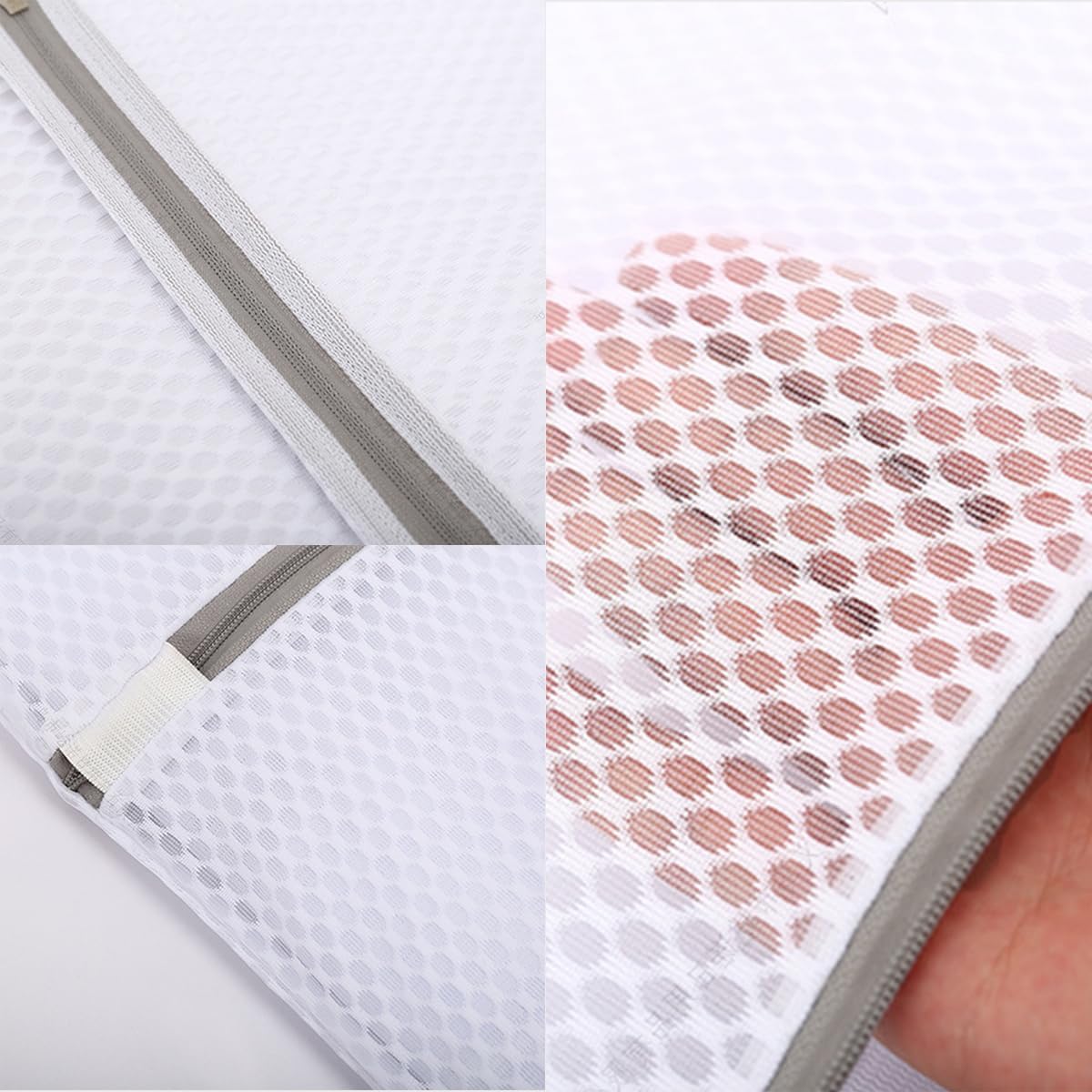 Mesh Laundry Bags with Zipper - Travel Storage Organizer for Delicate Clothing, Bras, Hosiery & Underwear Light Gray 6.69 x 5.91 inch
