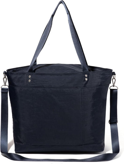 Carryall Tote - Lightweight Nylon Zipper Top Weekender Travel Beach Bag w/Luggage Sleeve