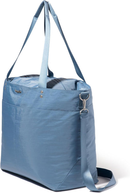 Carryall Tote - Lightweight Nylon Zipper Top Weekender Travel Beach Bag w/Luggage Sleeve