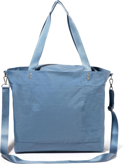 Carryall Tote - Lightweight Nylon Zipper Top Weekender Travel Beach Bag w/Luggage Sleeve