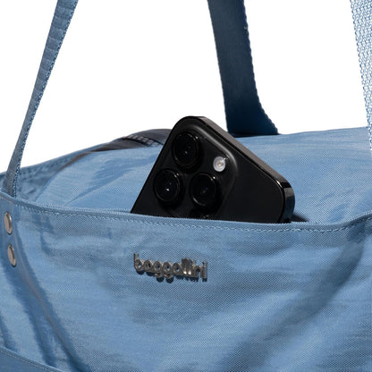 Carryall Tote - Lightweight Nylon Zipper Top Weekender Travel Beach Bag w/Luggage Sleeve
