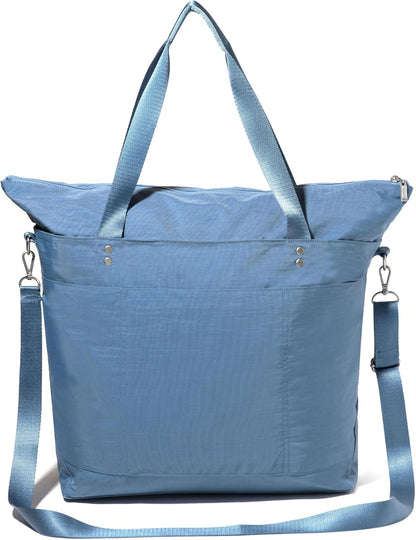 Carryall Tote - Lightweight Nylon Zipper Top Weekender Travel Beach Bag w/Luggage Sleeve