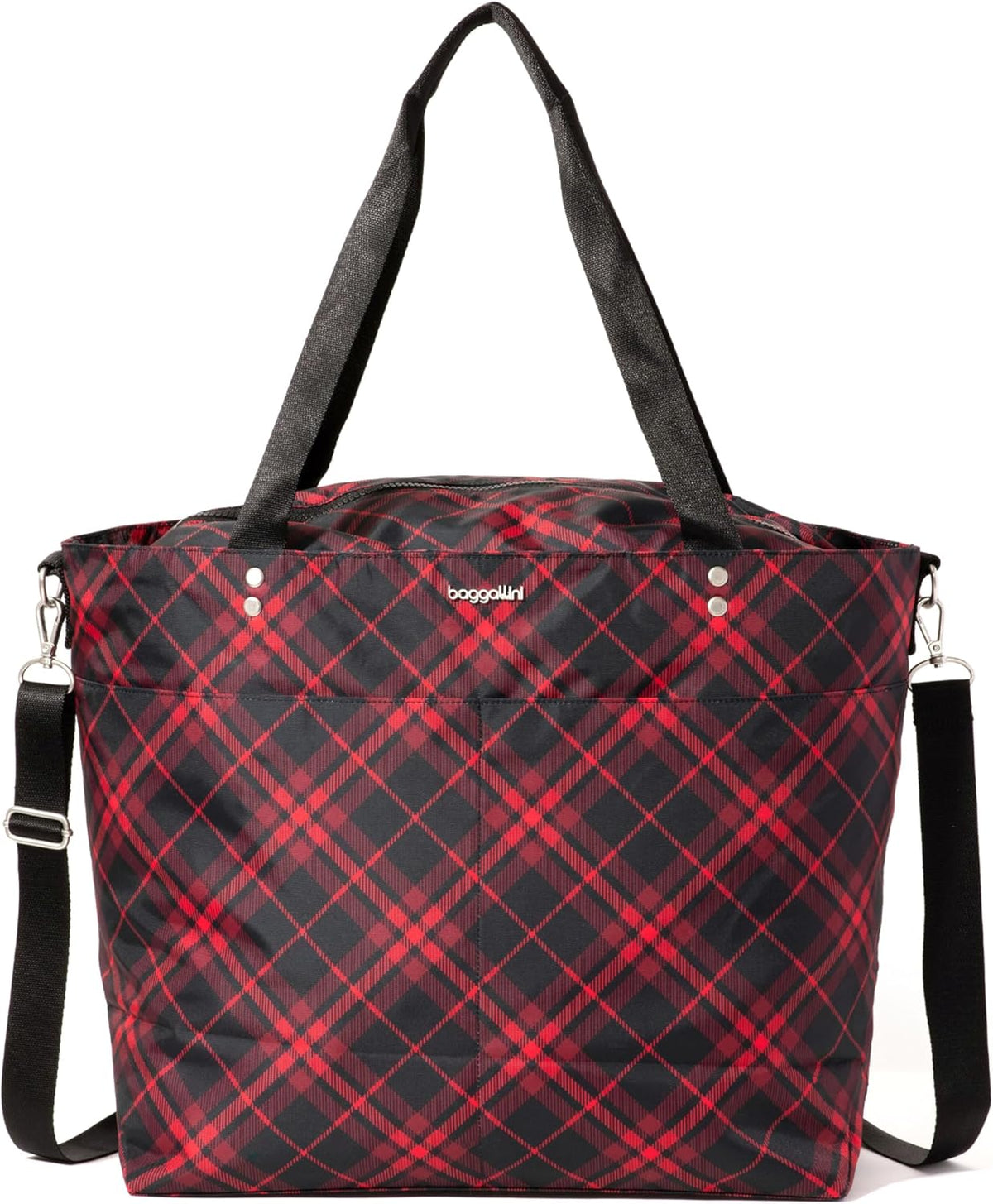 Carryall Tote - Lightweight Nylon Zipper Top Weekender Travel Beach Bag w/Luggage Sleeve