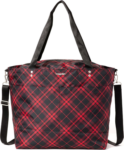 Carryall Tote - Lightweight Nylon Zipper Top Weekender Travel Beach Bag w/Luggage Sleeve