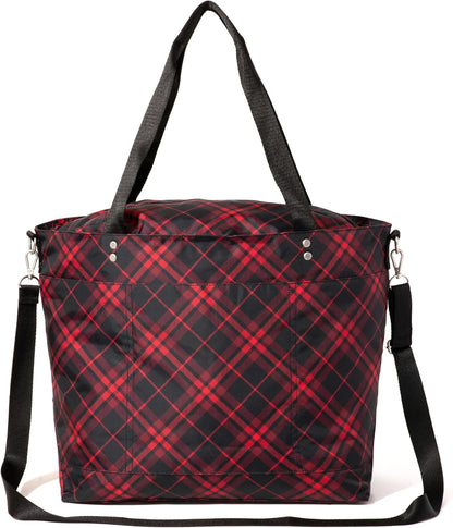 Carryall Tote - Lightweight Nylon Zipper Top Weekender Travel Beach Bag w/Luggage Sleeve