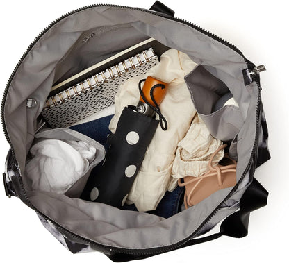 Carryall Tote - Lightweight Nylon Zipper Top Weekender Travel Beach Bag w/Luggage Sleeve