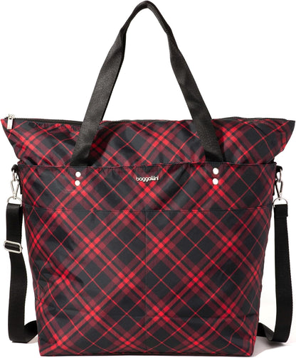 Carryall Tote - Lightweight Nylon Zipper Top Weekender Travel Beach Bag w/Luggage Sleeve
