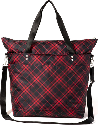 Carryall Tote - Lightweight Nylon Zipper Top Weekender Travel Beach Bag w/Luggage Sleeve