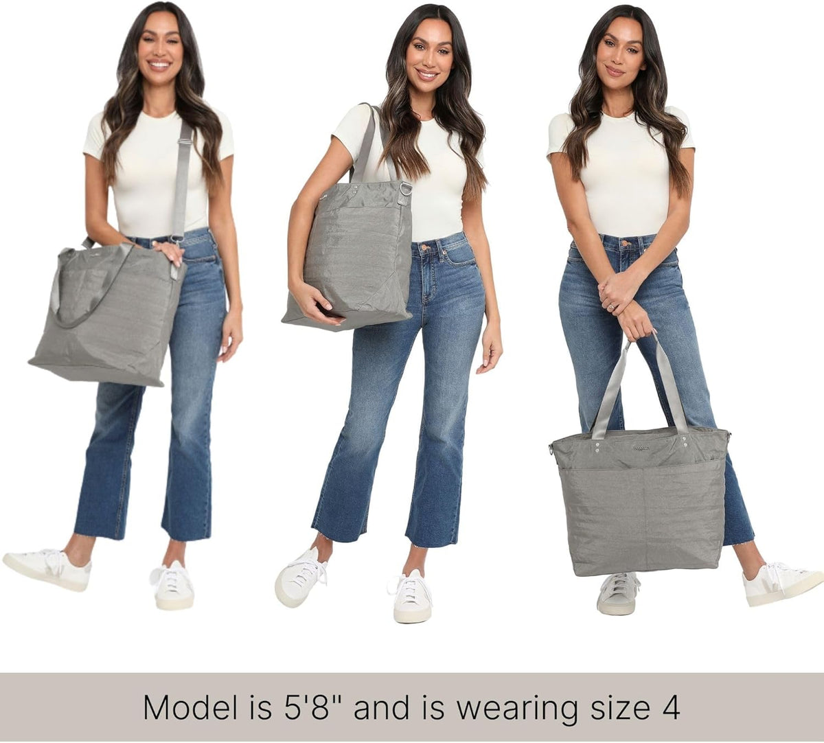 Carryall Tote - Lightweight Nylon Zipper Top Weekender Travel Beach Bag w/Luggage Sleeve