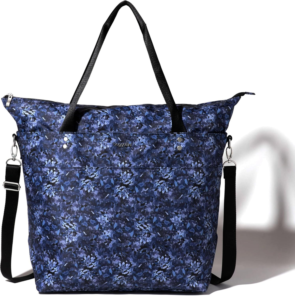 Carryall Tote - Lightweight Nylon Zipper Top Weekender Travel Beach Bag w/Luggage Sleeve