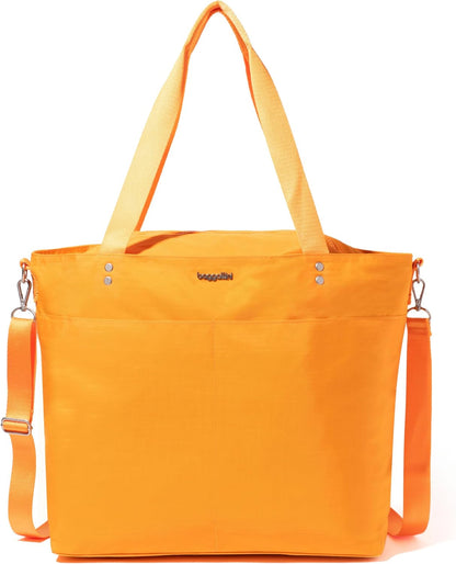 Carryall Tote - Lightweight Nylon Zipper Top Weekender Travel Beach Bag w/Luggage Sleeve